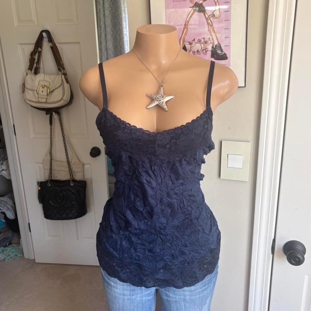 NWT Y2K 2000s Dressbarn Navy Lace Cami